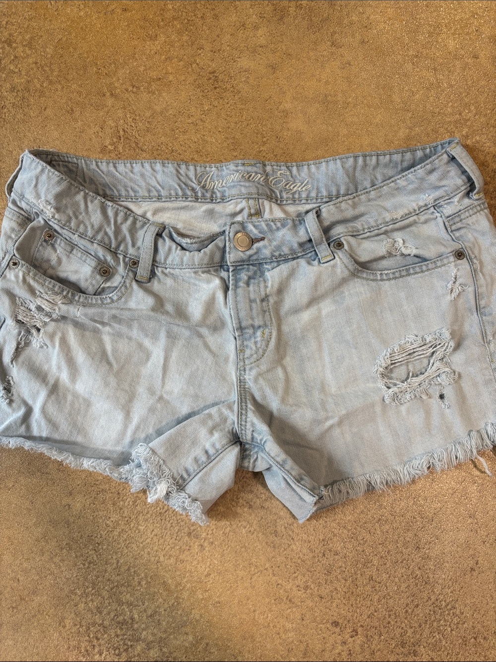 American Eagle Outfitters Light Wash Distressed Denim Cutoff Shorts
